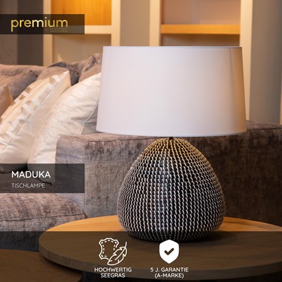 Lucide MADUKA - Tischlampe - Ø 45 cm - 1xE27 - Schwarz | Premium